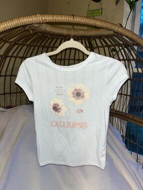 American Eagle Cream Eyelet Knit Short Sleeve Tee